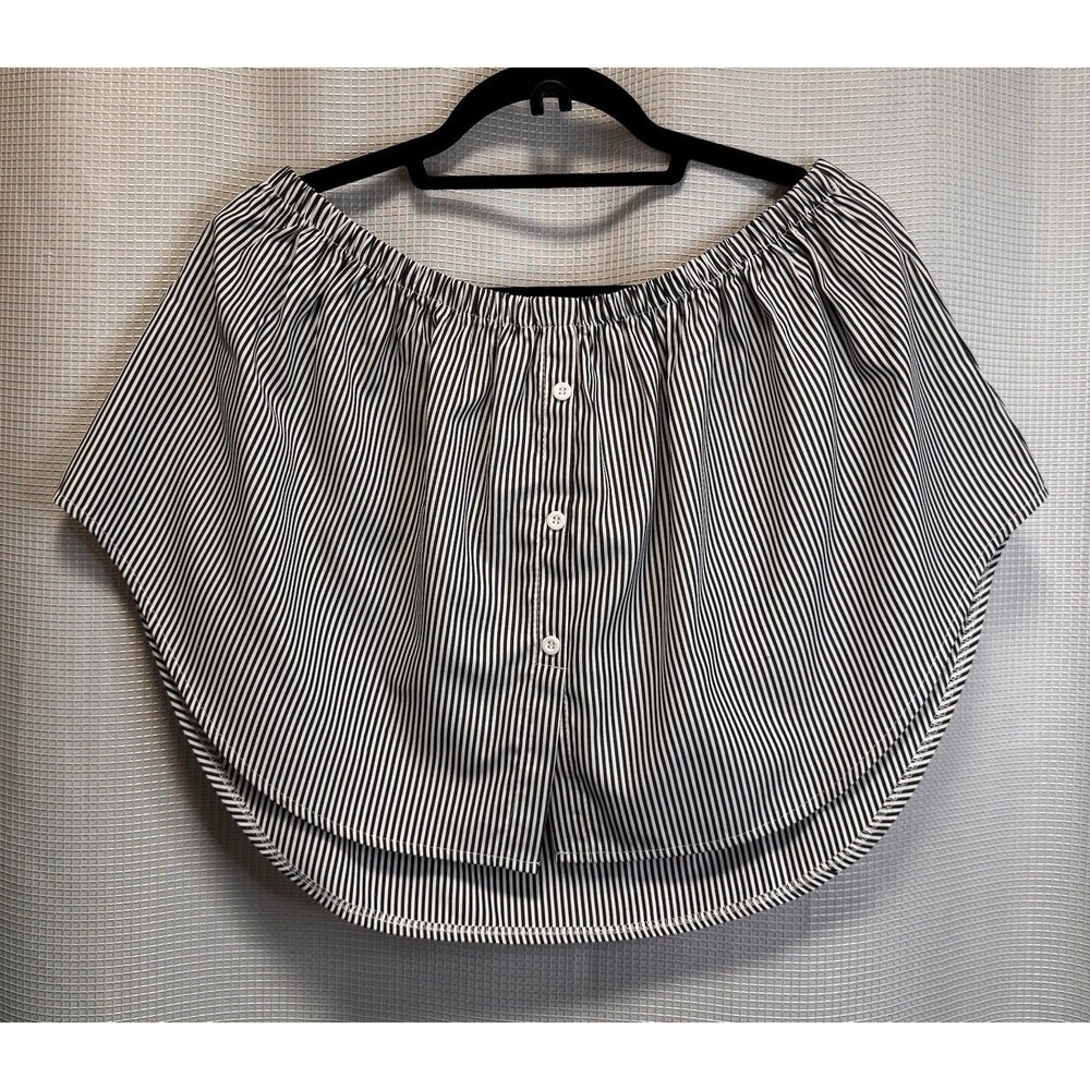 Women’s 2X Shirt Blouse Extender Layering Faux Button Tunic Skirt, Navy Stripes